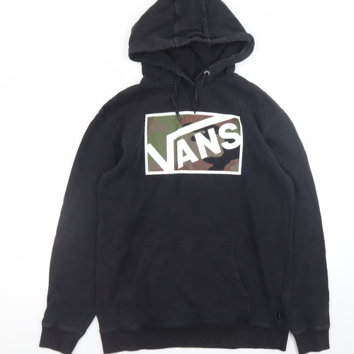 Vans Mens Black Pullover Hoodie Medium Camouflage Logo Fleece