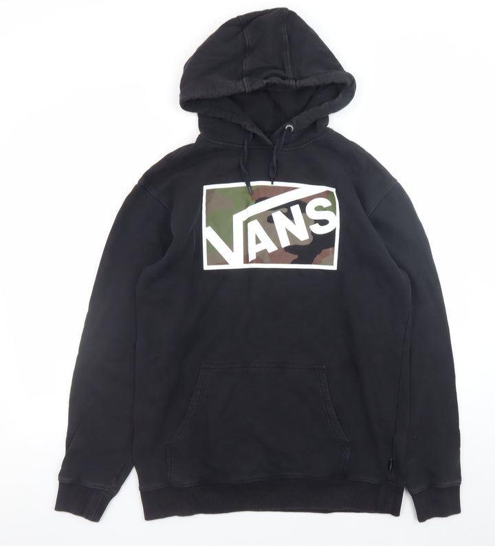 Vans Mens Black Pullover Hoodie Medium Camouflage Logo Fleece
