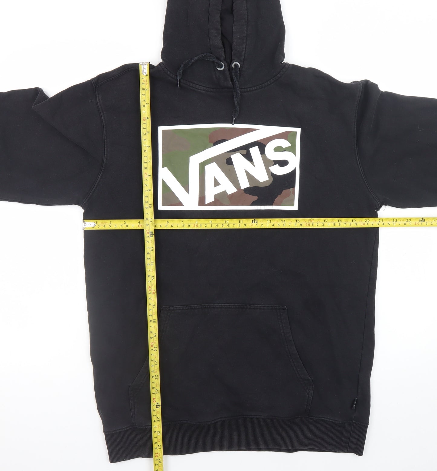 Vans Mens Black Pullover Hoodie Medium Camouflage Logo Fleece
