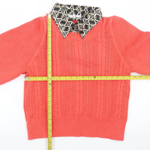 Next Women Coral Cable-Knit Jumper L Viscose Blend Long Sleeve