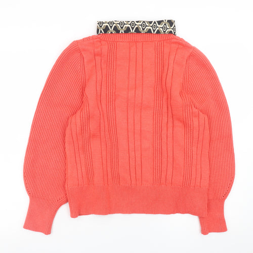 Next Women Coral Cable-Knit Jumper L Viscose Blend Long Sleeve