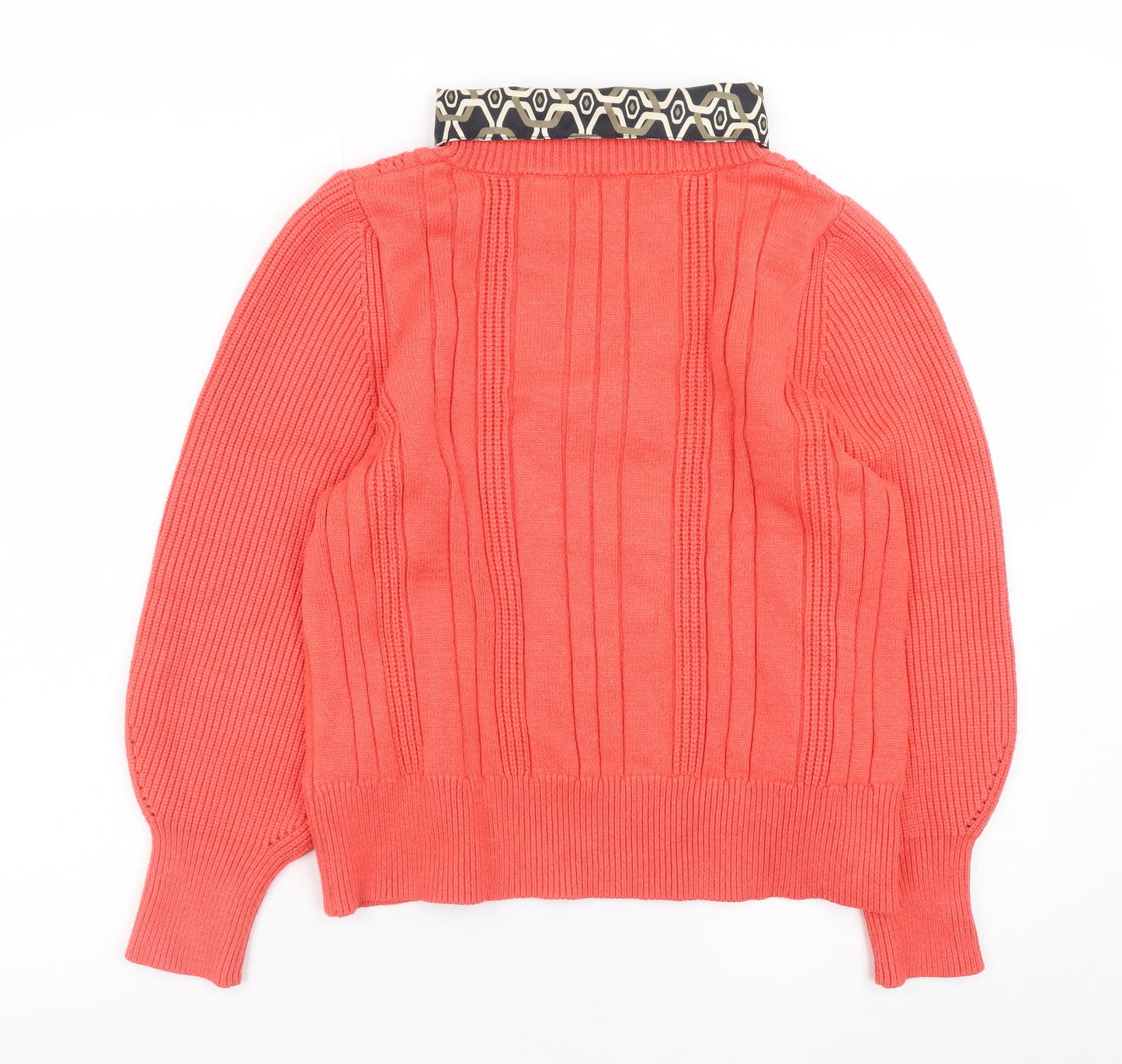 Next Women Coral Cable-Knit Jumper L Viscose Blend Long Sleeve
