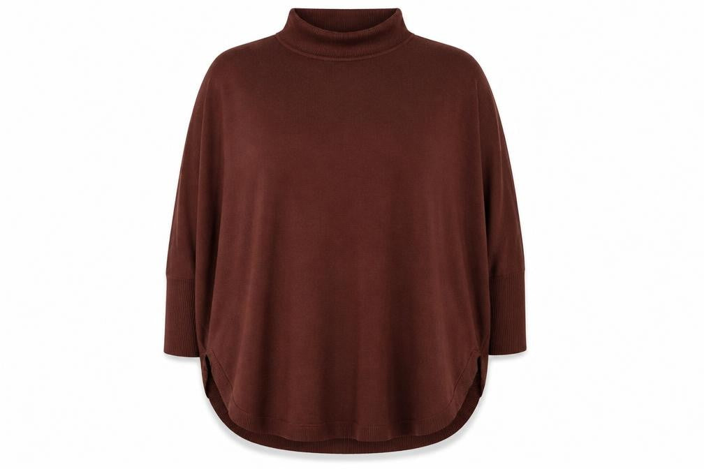 Front view of JD Williams Women Brown High Neck Knit Jumper, size M