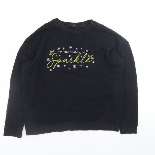 New Look Women's Black Christmas Sparkle Pullover Sweatshirt Size S