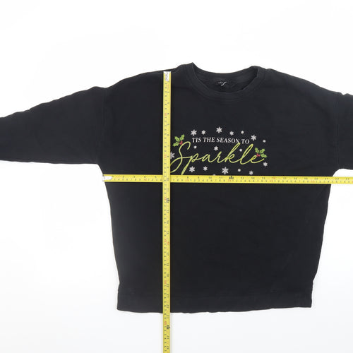 New Look Women's Black Christmas Sparkle Pullover Sweatshirt Size S