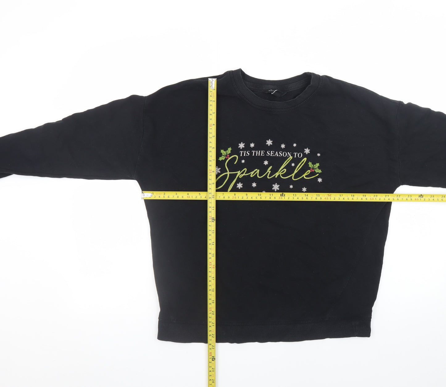 New Look Women's Black Christmas Sparkle Pullover Sweatshirt Size S