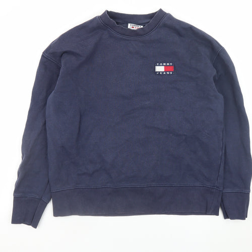 Tommy Jeans Mens Blue Cotton Crew Neck Pullover Sweatshirt M