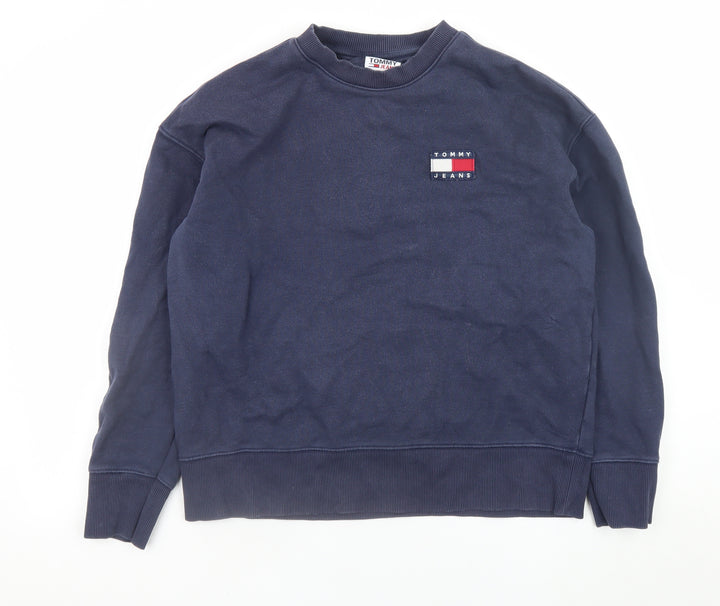 Tommy Jeans Mens Blue Cotton Crew Neck Pullover Sweatshirt M