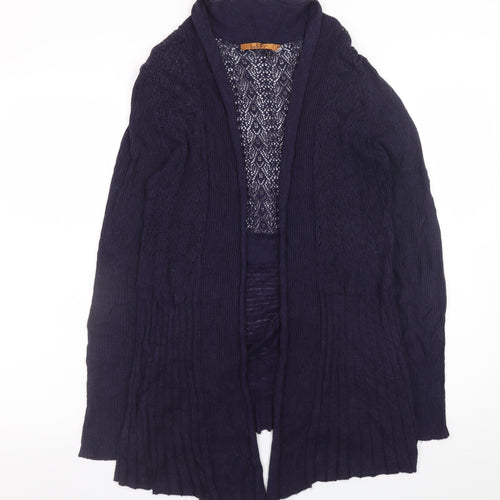 Belldini Women’s Blue Open Knit Long Sleeve Cardigan M