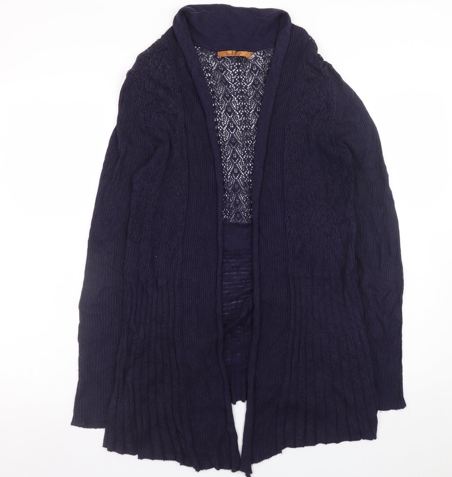 Belldini Women’s Blue Open Knit Long Sleeve Cardigan M