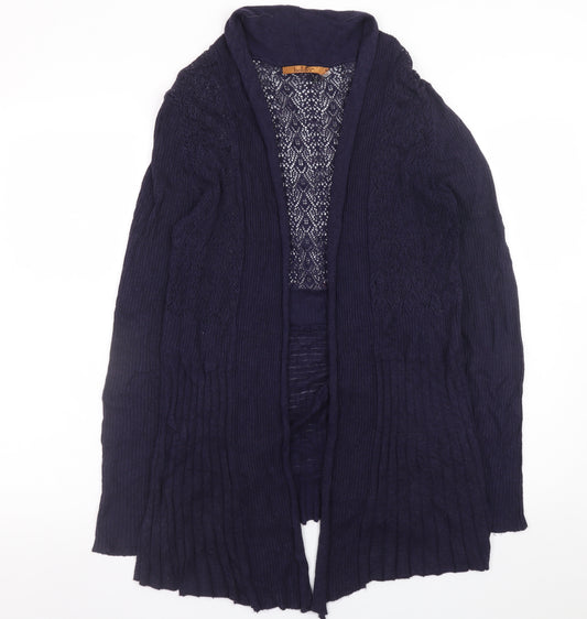 Belldini Women’s Blue Open Knit Long Sleeve Cardigan M