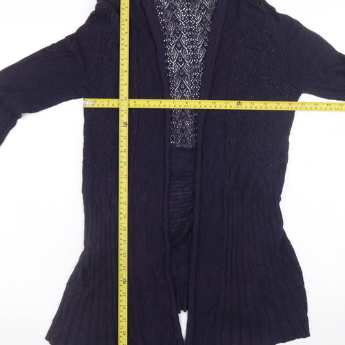 Belldini Women’s Blue Open Knit Long Sleeve Cardigan M