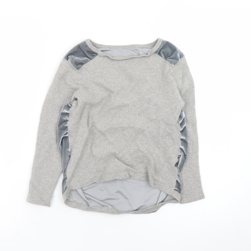 Laura Ashley Women Grey UK 10 Velvet Panel Wool Blend Pullover Sweatshirt