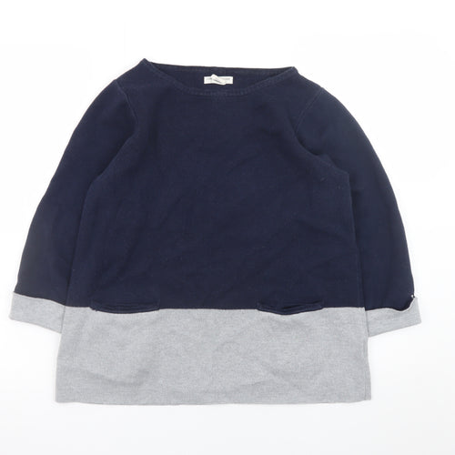 Christian Siriano Women's Blue & Grey Cotton Pullover Jumper L