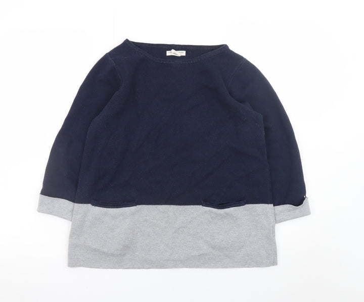 Christian Siriano Women's Blue & Grey Cotton Pullover Jumper L