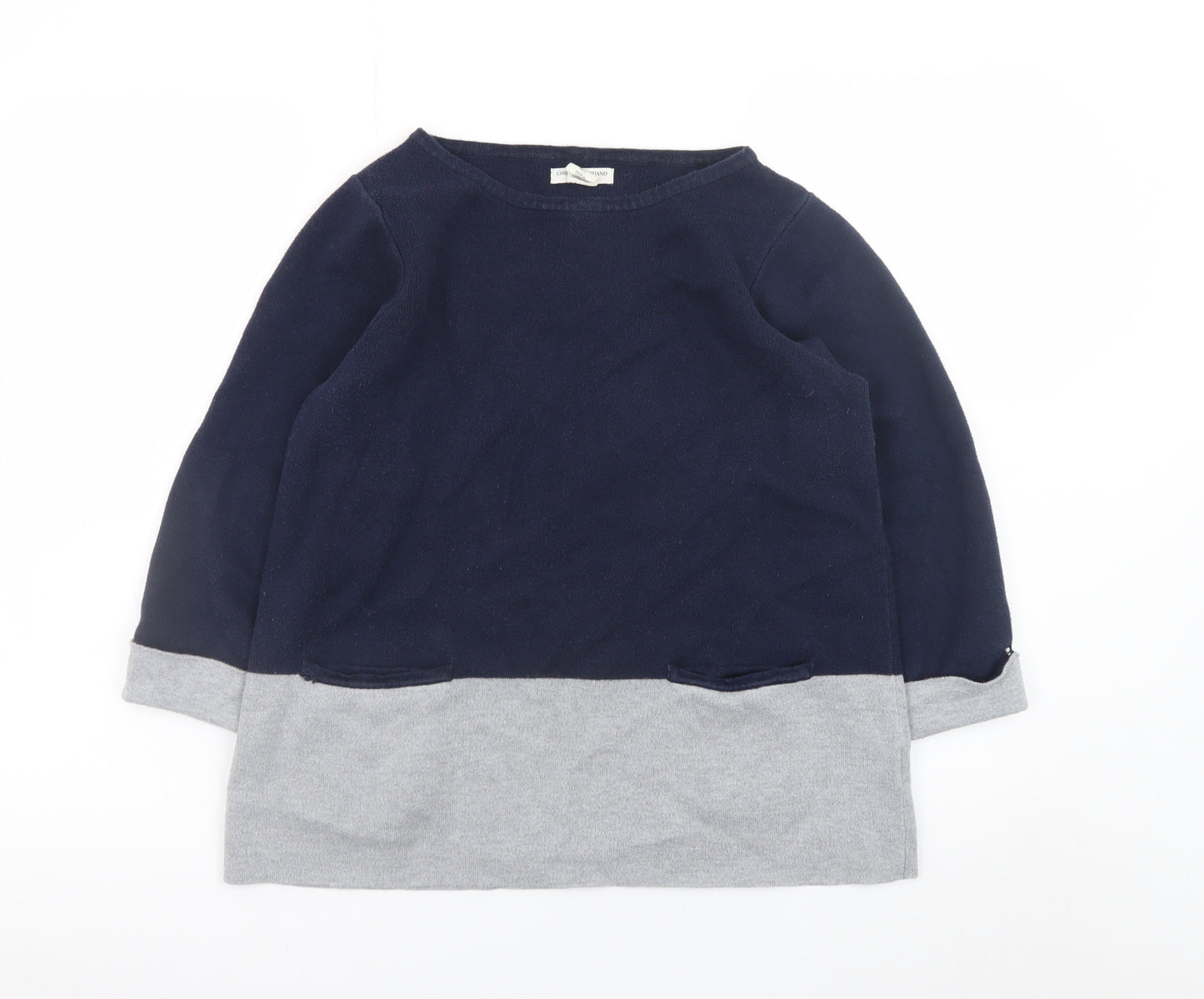 Christian Siriano Women's Blue & Grey Cotton Pullover Jumper L