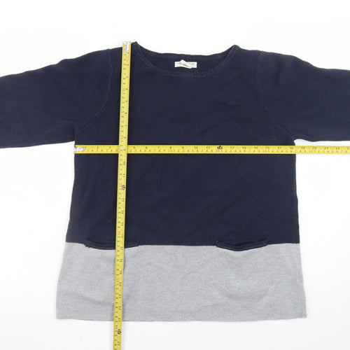 Christian Siriano Women's Blue & Grey Cotton Pullover Jumper L