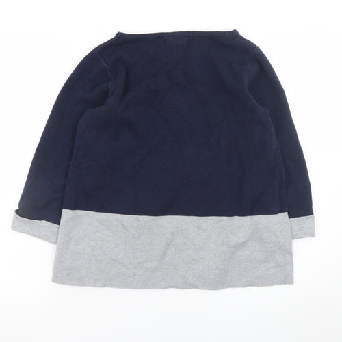Christian Siriano Women's Blue & Grey Cotton Pullover Jumper L