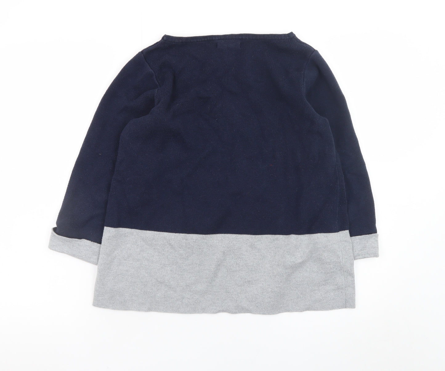 Christian Siriano Women's Blue & Grey Cotton Pullover Jumper L