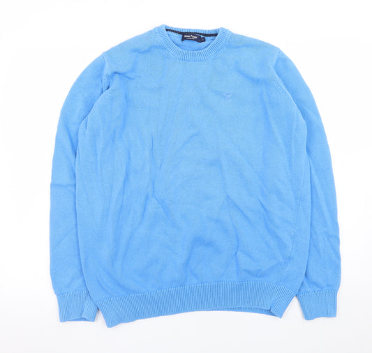 James Pringle Men's Blue Cotton Crew Neck Jumper Size L