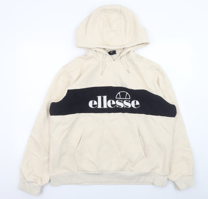 Ellesse Women's Beige Hoodie UK 18 Pullover Hooded Sweatshirt