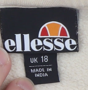 Ellesse Women's Beige Hoodie UK 18 Pullover Hooded Sweatshirt