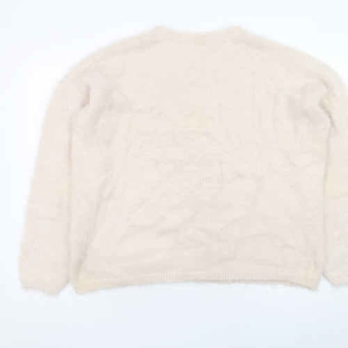 Disney Women Beige Chip Crew Neck Pullover Jumper Size L