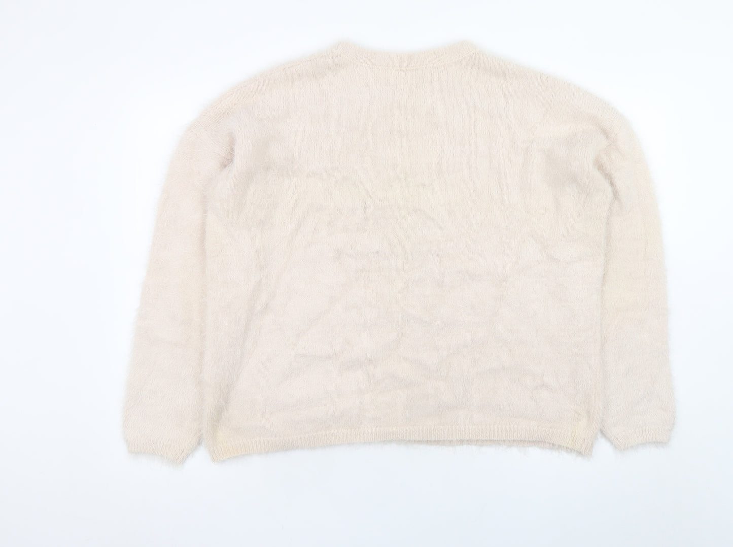 Disney Women Beige Chip Crew Neck Pullover Jumper Size L