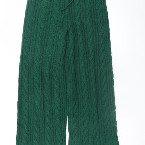 In The Style Women Green Cable Knit Wide-Leg Lounge Sweatpants Size 14