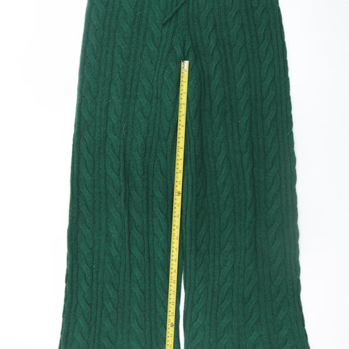 In The Style Women Green Cable Knit Wide-Leg Lounge Sweatpants Size 14