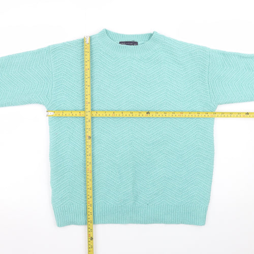 Marks and Spencer Women Blue S Crew Neck Wool Blend Pullover Jumper