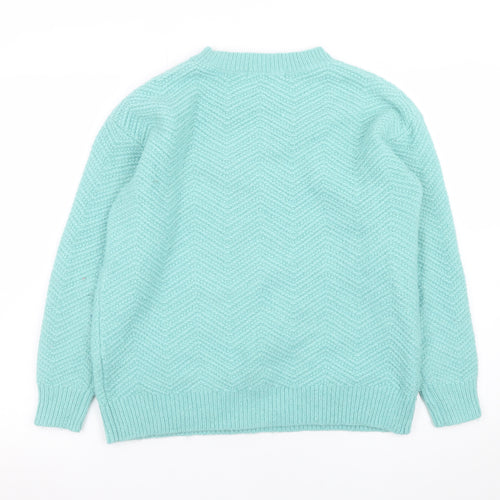 Marks and Spencer Women Blue S Crew Neck Wool Blend Pullover Jumper