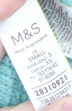 Marks and Spencer Women Blue S Crew Neck Wool Blend Pullover Jumper