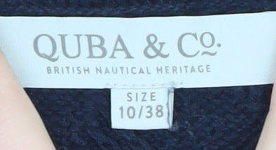 Quba & Co Women Navy Blue Cable-Knit Cotton Jumper Size 10