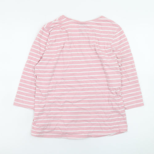 Bench Womens Pink Striped 3/4 Sleeve Cotton T-Shirt Size 10
