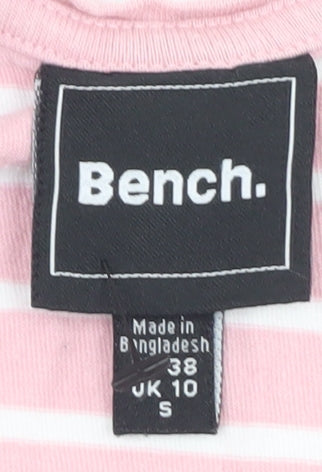Bench Womens Pink Striped 3/4 Sleeve Cotton T-Shirt Size 10