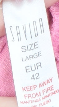 Savida Womens Pink Floral Puff Sleeve Blouse Size L