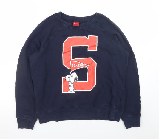 Marks and Spencer Women Navy Peanuts Snoopy Sweatshirt Size 14 Cotton