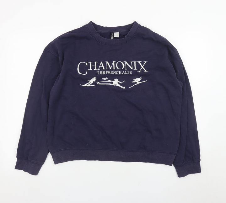 H&M Divided Women's Navy Chamonix Ski Graphic Cotton Sweatshirt M