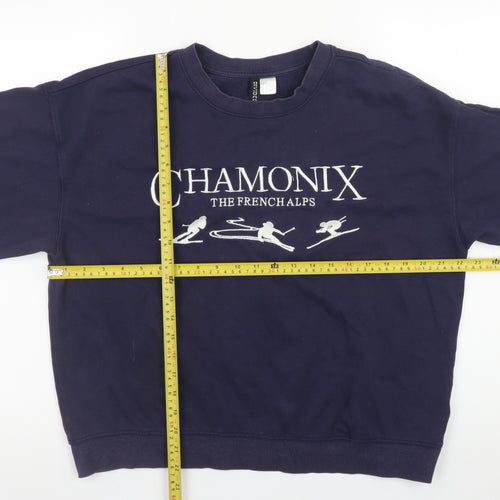 H&M Divided Women's Navy Chamonix Ski Graphic Cotton Sweatshirt M