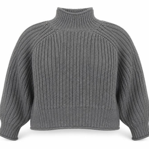 H&M Women’s Grey Chunky Knit Roll Neck Wool Blend Jumper XL