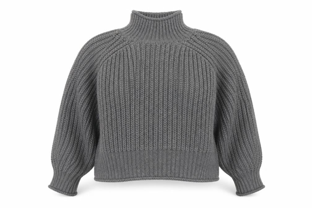H&M Women’s Grey Chunky Knit Roll Neck Wool Blend Jumper XL