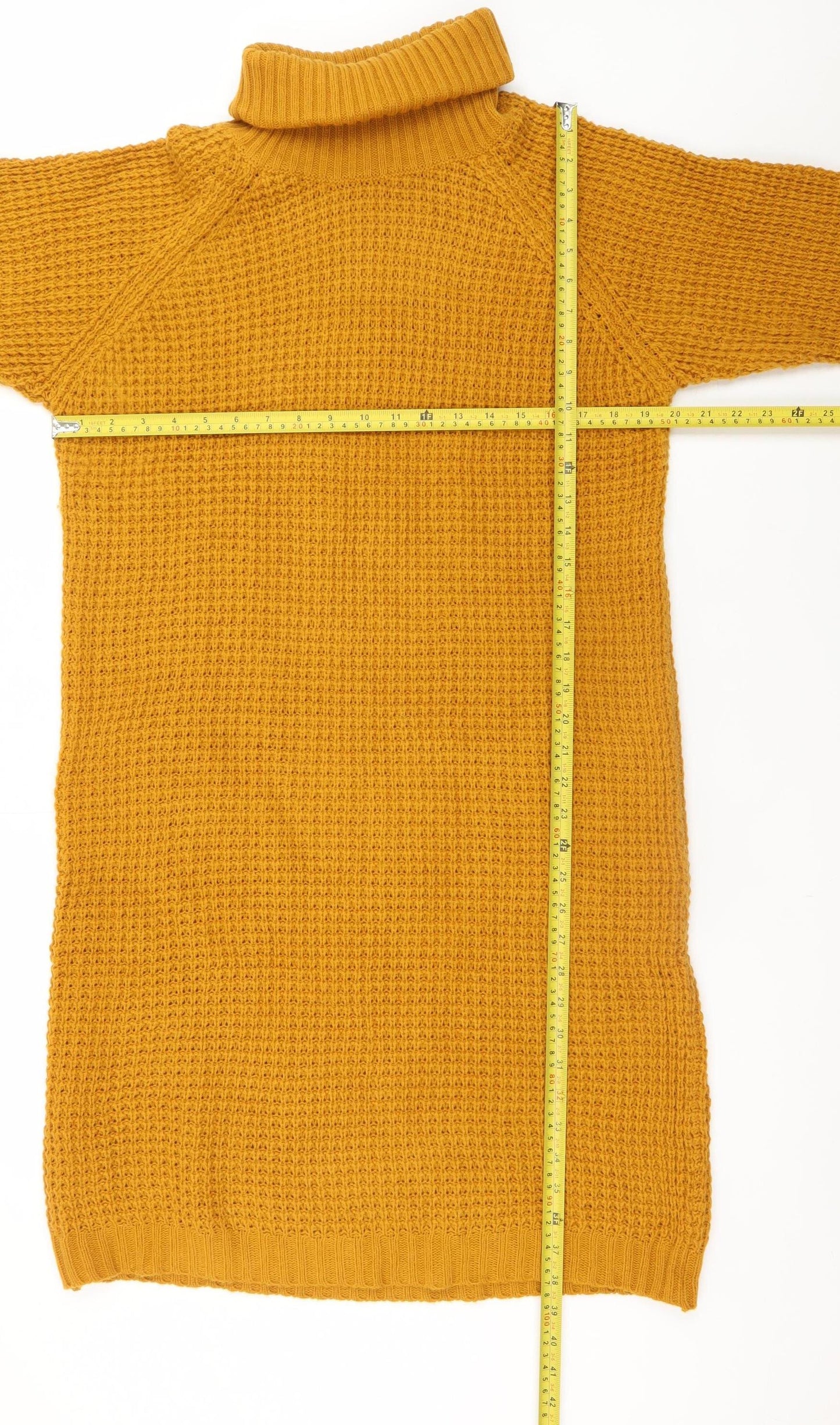 Chemistry Women’s Yellow Knit Jumper Dress XL Roll Neck