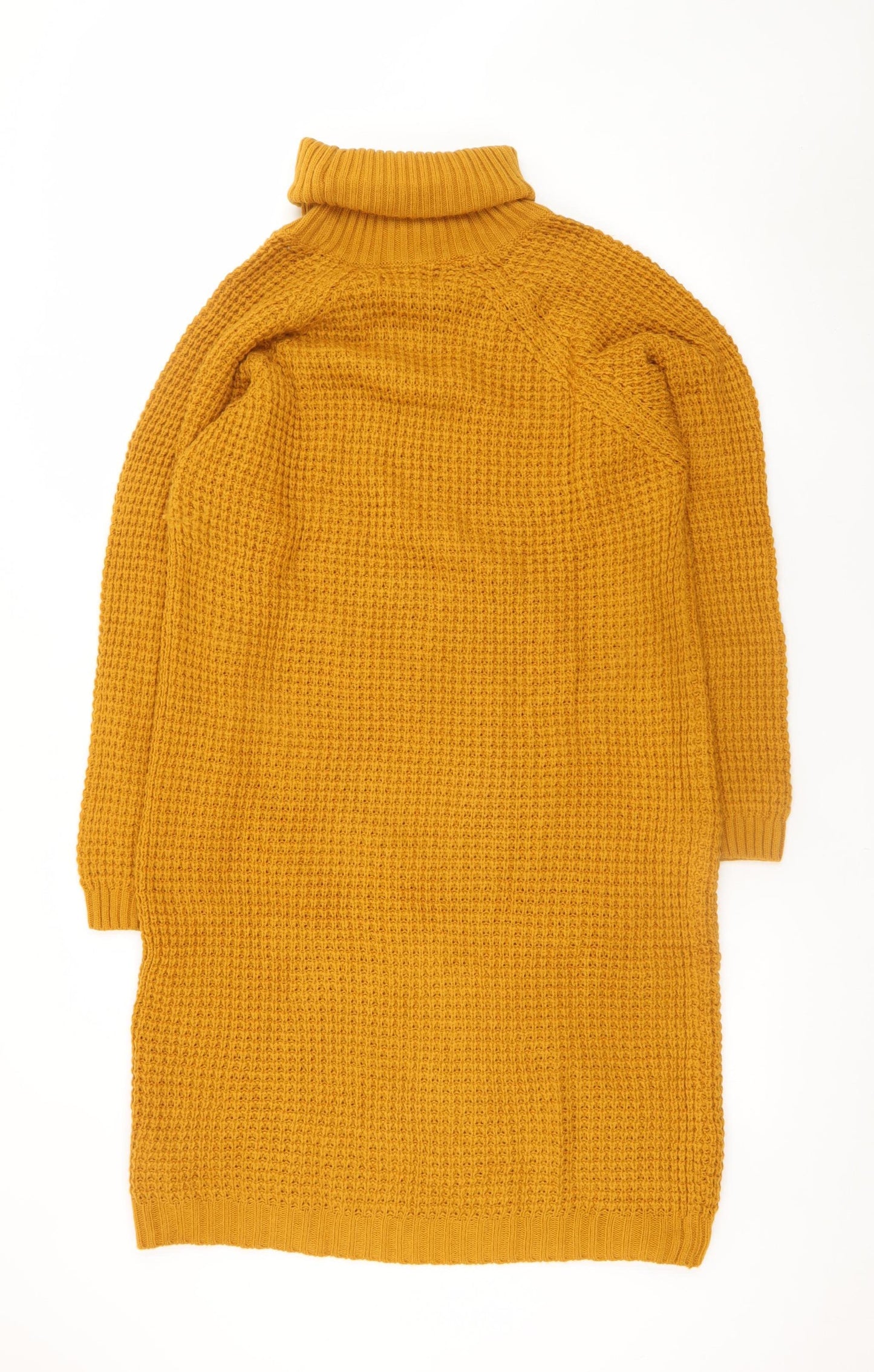 Chemistry Women’s Yellow Knit Jumper Dress XL Roll Neck