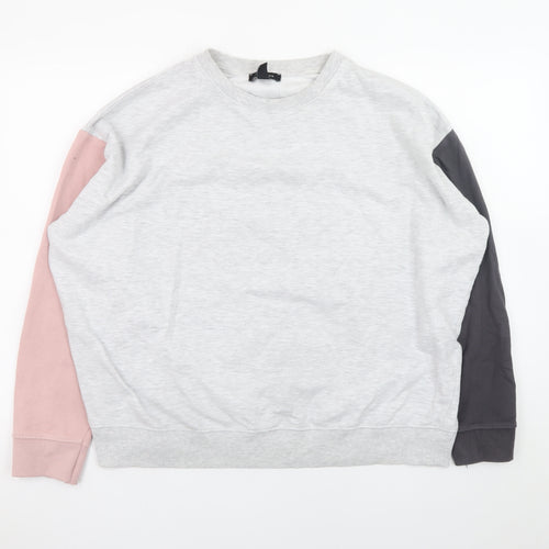 New Look Womens Grey Colourblock Sweatshirt Medium Casual Pullover