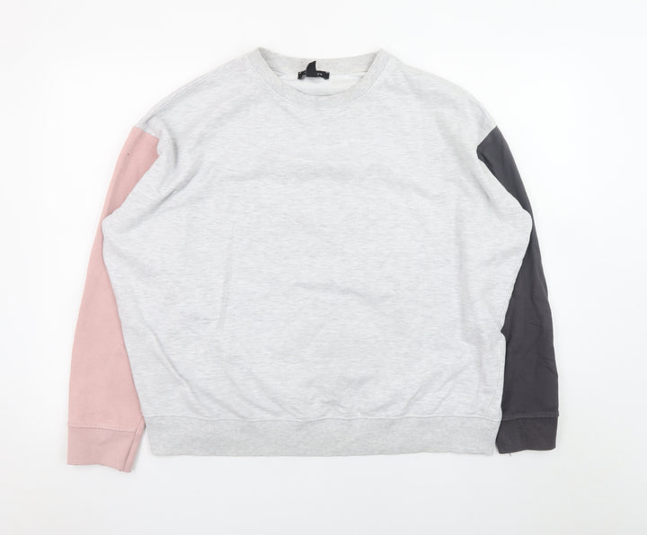 New Look Womens Grey Colourblock Sweatshirt Medium Casual Pullover