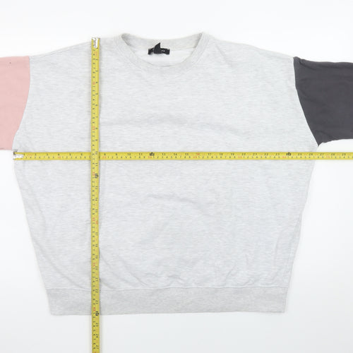 New Look Womens Grey Colourblock Sweatshirt Medium Casual Pullover