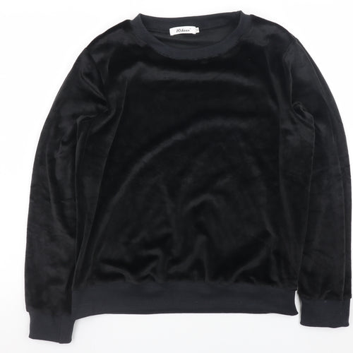Wikoan Womens Black Velour Pullover Sweatshirt Size M