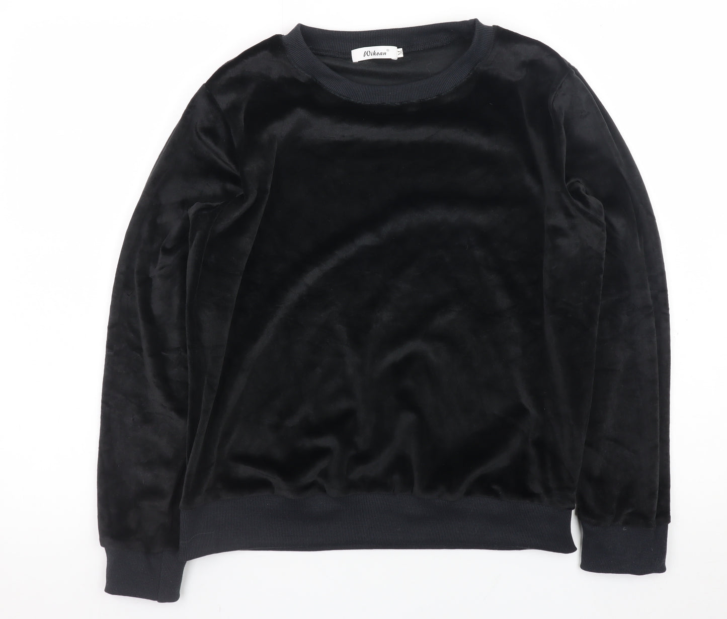 Wikoan Womens Black Velour Pullover Sweatshirt Size M