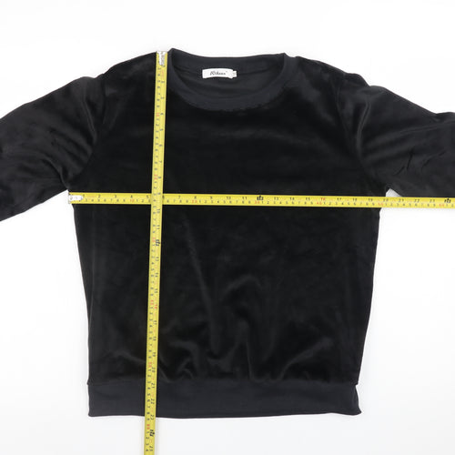 Wikoan Womens Black Velour Pullover Sweatshirt Size M